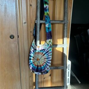 Rising International Tie-Dye Dreamcatcher Crossbody Bag - Blue, Purple, Green